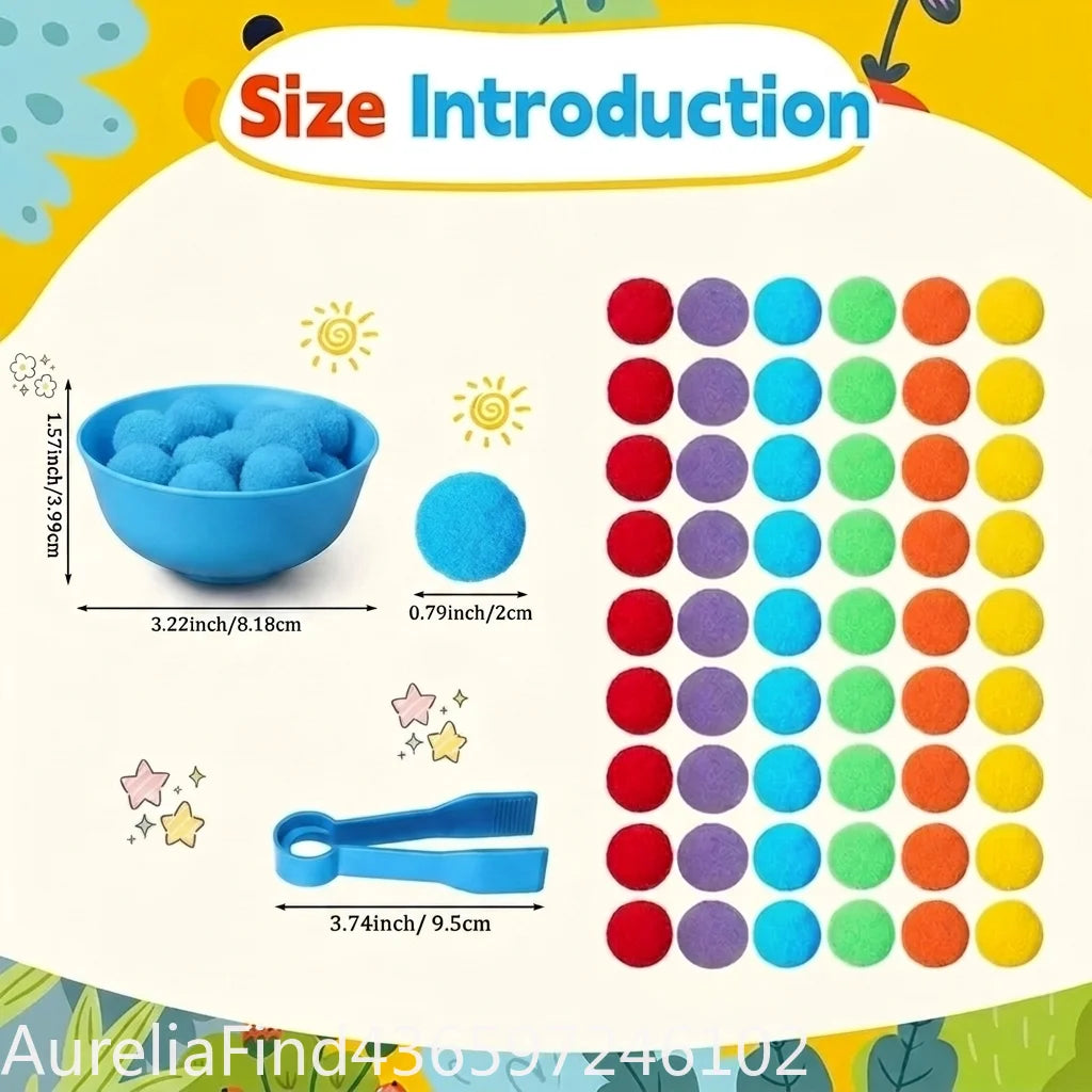 Color Sorting Counting Toy – Rainbow Bowls & Tweezers Learning Set