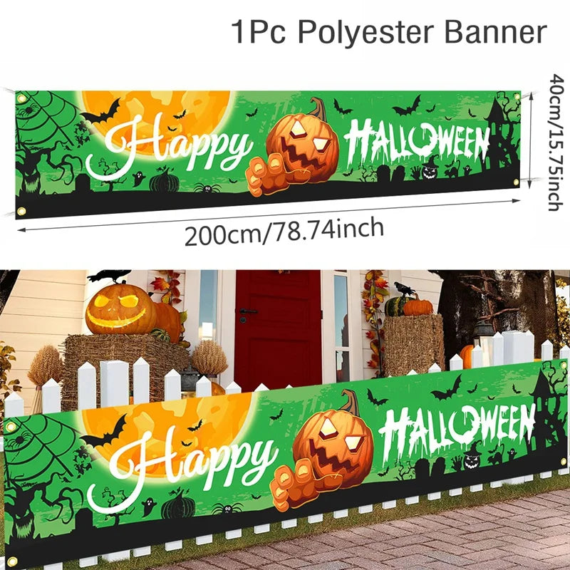 Halloween Pumpkin Banner – Ghost Party & Outdoor Decorations