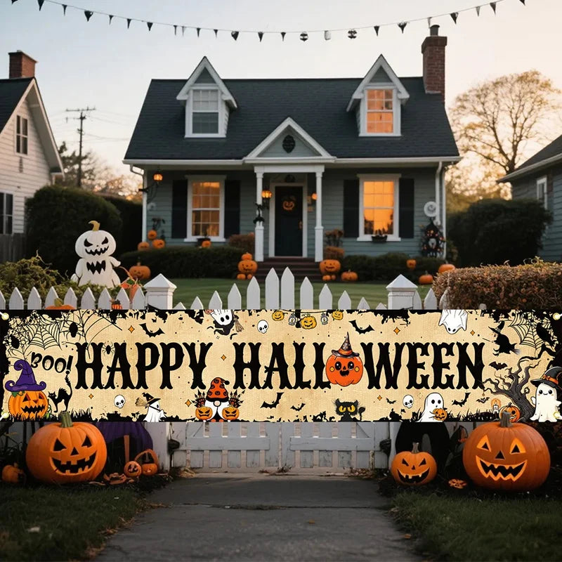 Halloween Pumpkin Banner – Ghost Party & Outdoor Decorations