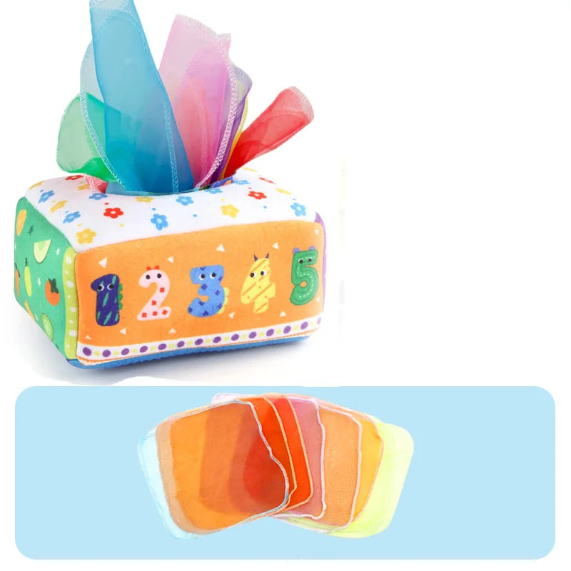 Baby Tissue Box Toy – Montessori Sensory Learning Toy for Infants