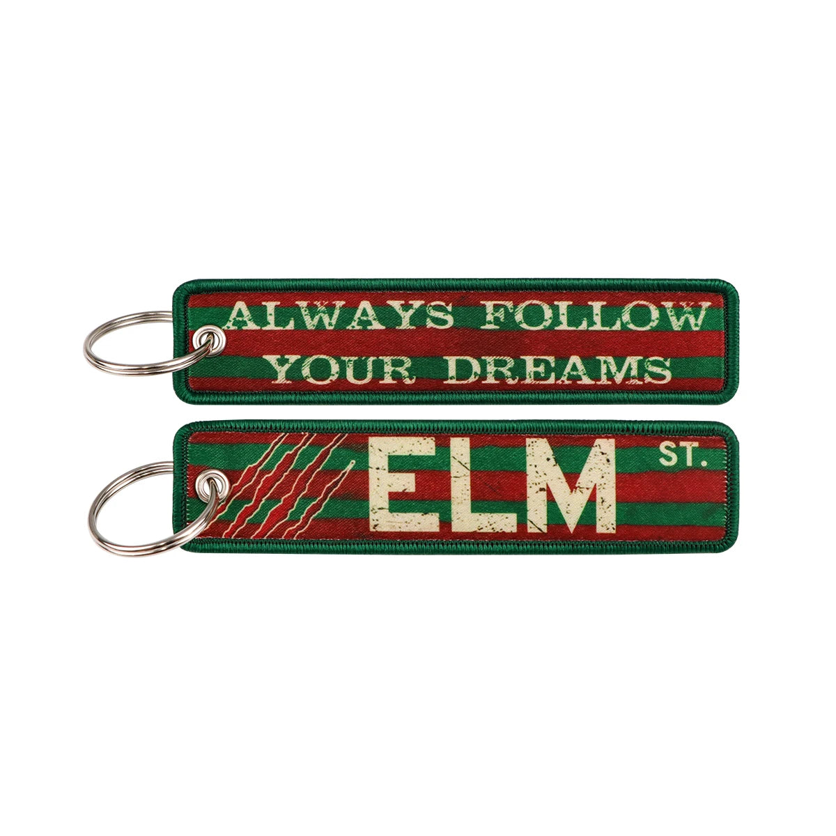 Embroidered Keychain Metal Key Fob Ring for Keys & Bags
