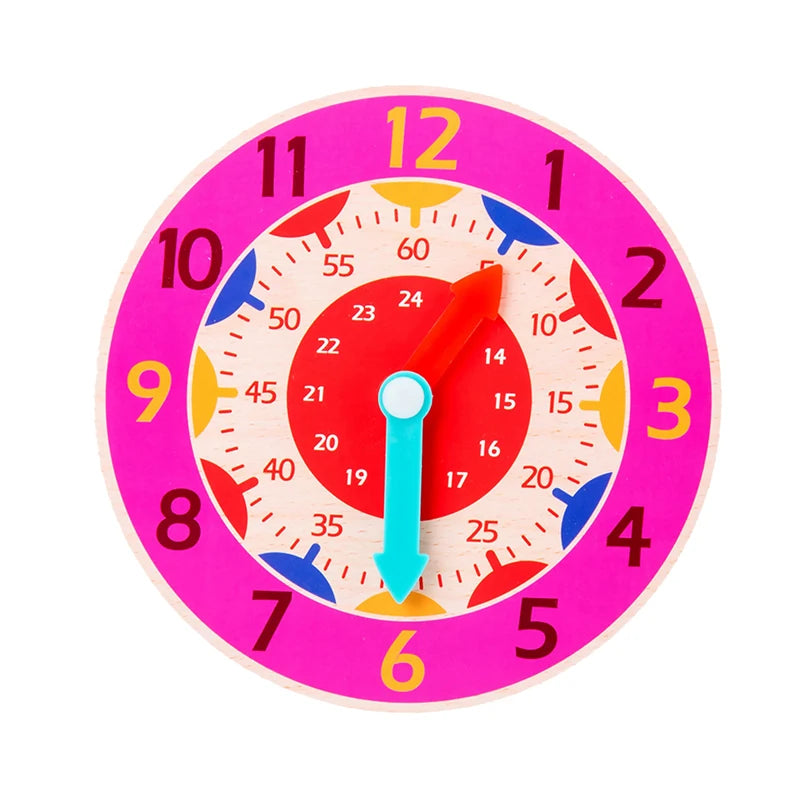 Wooden Learning Clock Montessori Time Teaching Toy for Kids