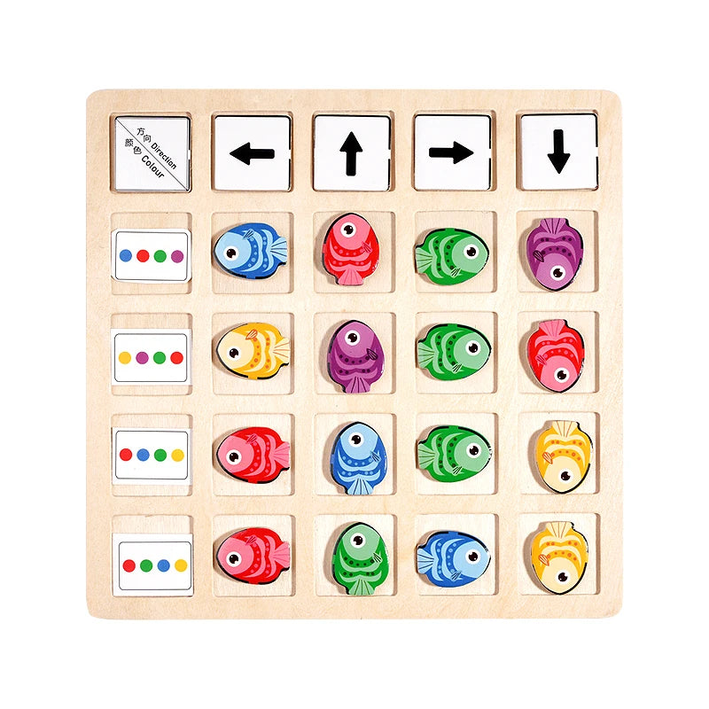 Wooden Direction Board Game, Kids Logic & Cognition Toy