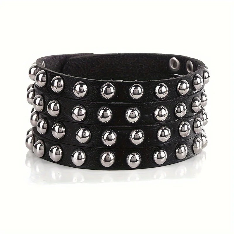 Gothic Punk Bracelet Multi Chain Leather Street Style Jewelry