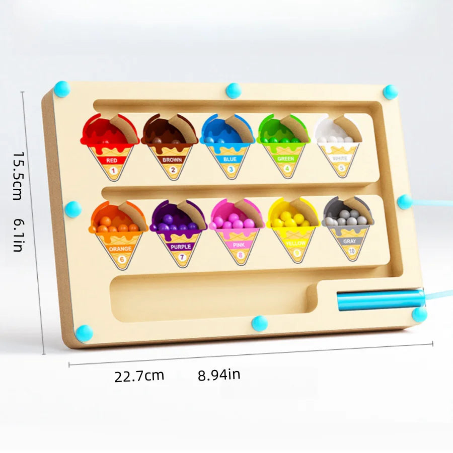 Magnetic Color Sorting Maze Wooden Number Puzzle Toy