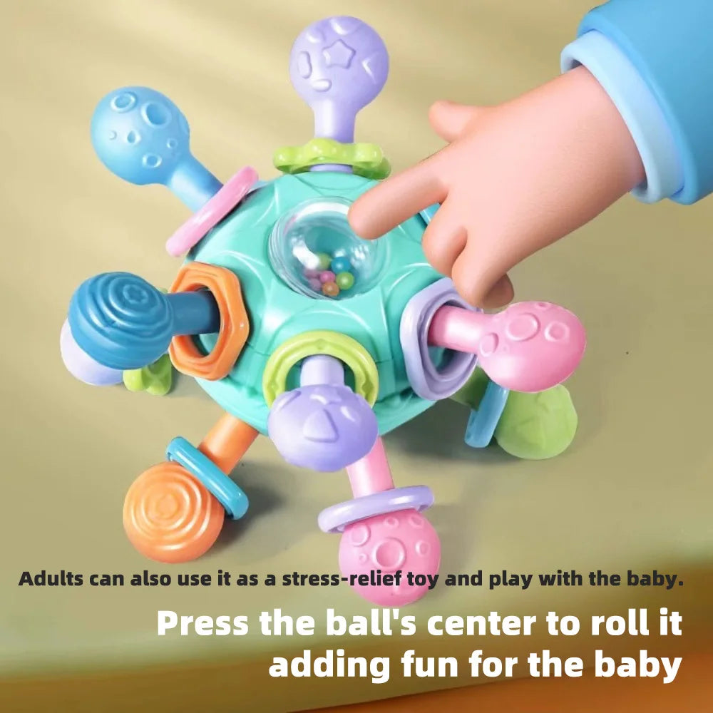 Baby Grasping Ball – 3-in-1 Silicone Teether & Rattle Toy