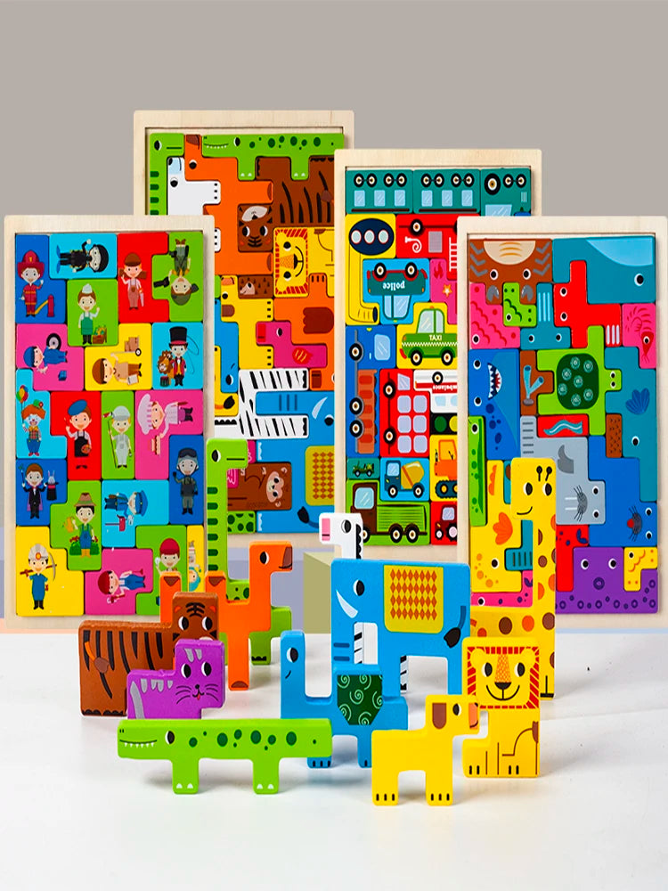 Wooden Animal Puzzle – Montessori Logic & Matching Toy for Kids