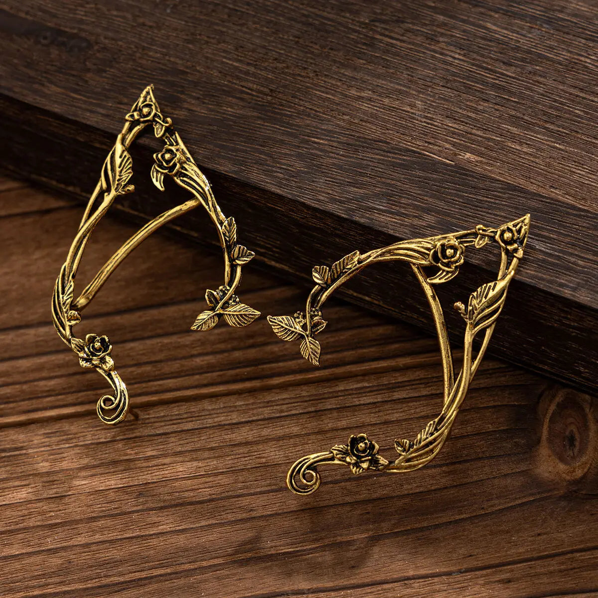 Elf Ear Clip Earrings – Gold Leaf Fairy Jewelry Accessory
