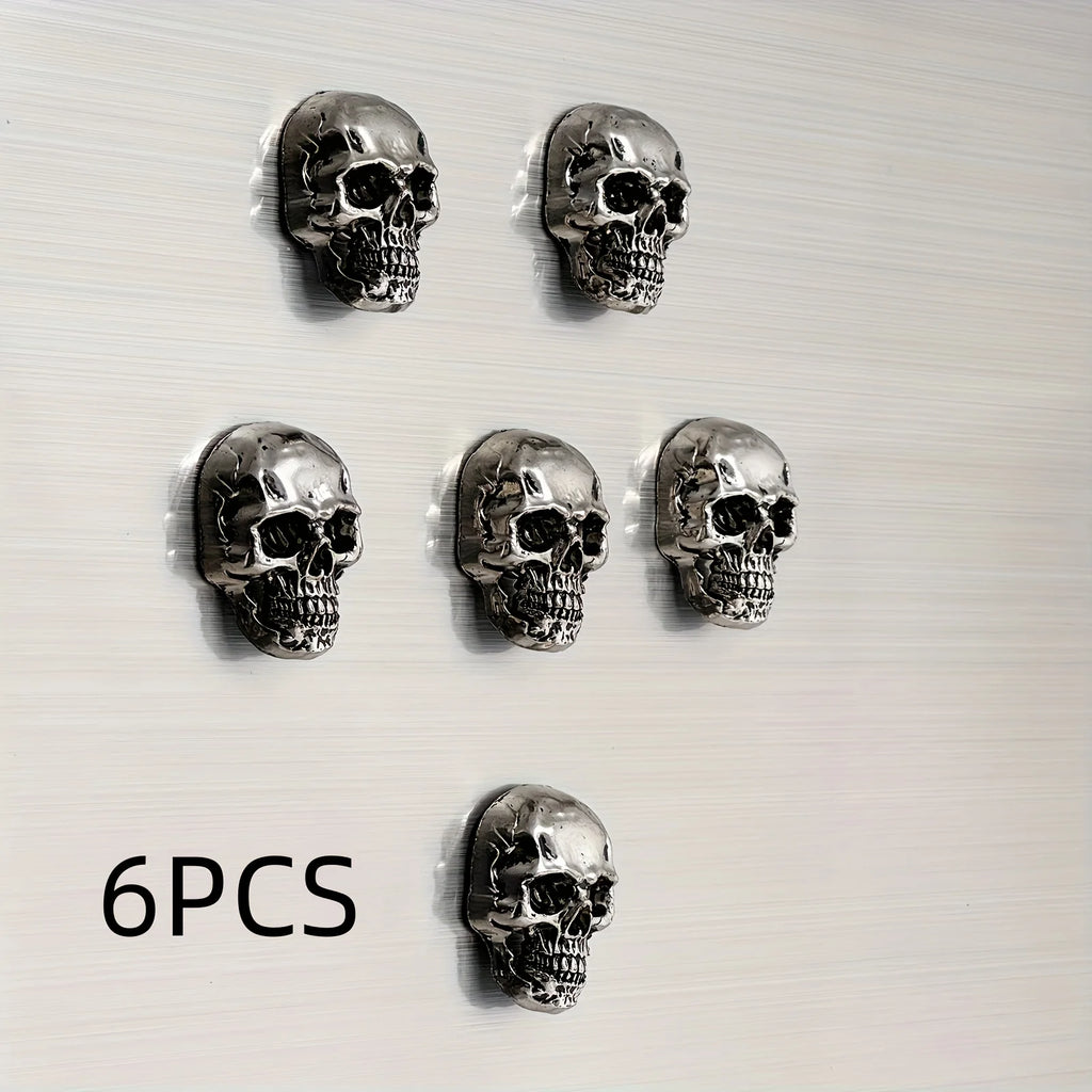 6pcs Gothic Skull Stainless Steel Refrigerator Magnets The Hymn to the Sun" Sheet Music Design, Dark & Elegant Decor for Adults