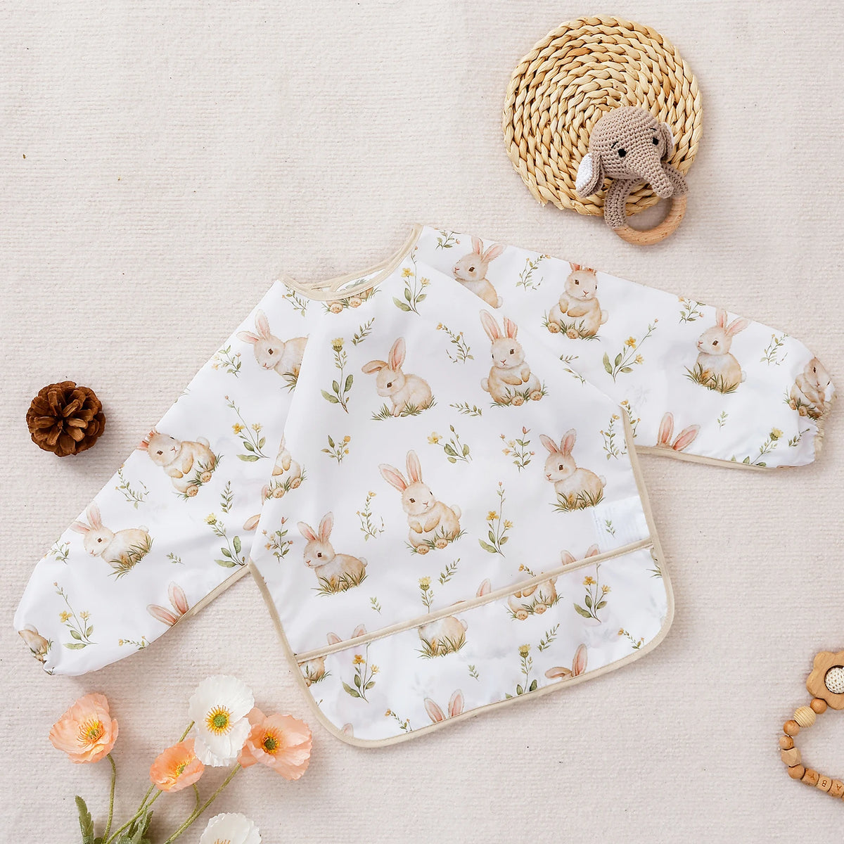 Long Sleeve Baby Bib – Waterproof Washable Feeding Bib for Toddlers