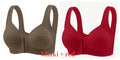 Women's Bra Wire-Free Front Closure Solid Color Full Coverage Fixed Cups More Considerate for Middle-Aged And Elderly Individual