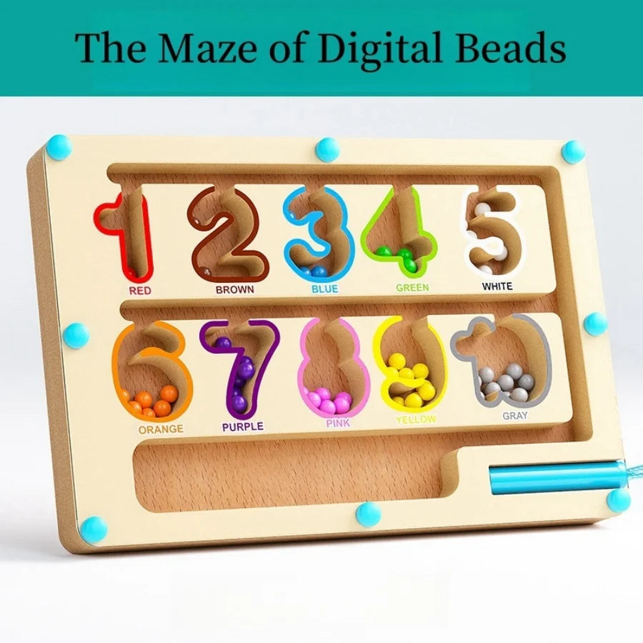 Magnetic Color Sorting Maze Wooden Number Puzzle Toy