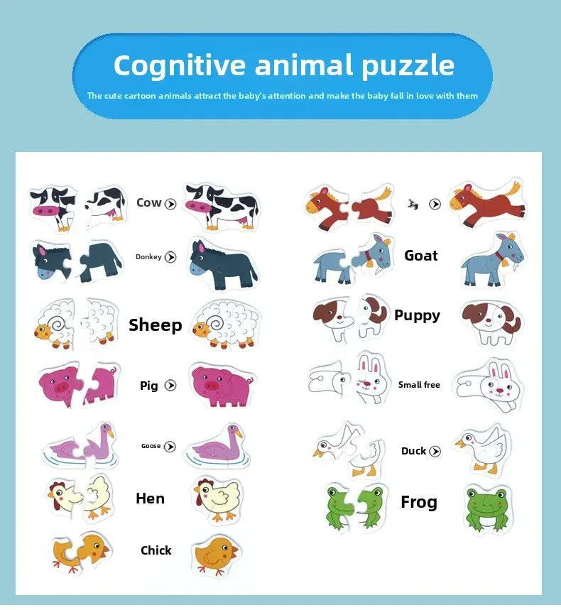 Montessori Toddler Puzzle – Wooden Animal Jigsaw Game