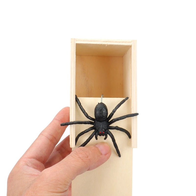 Spider Prank Toy Wooden Box Halloween Joke Surprise Prop