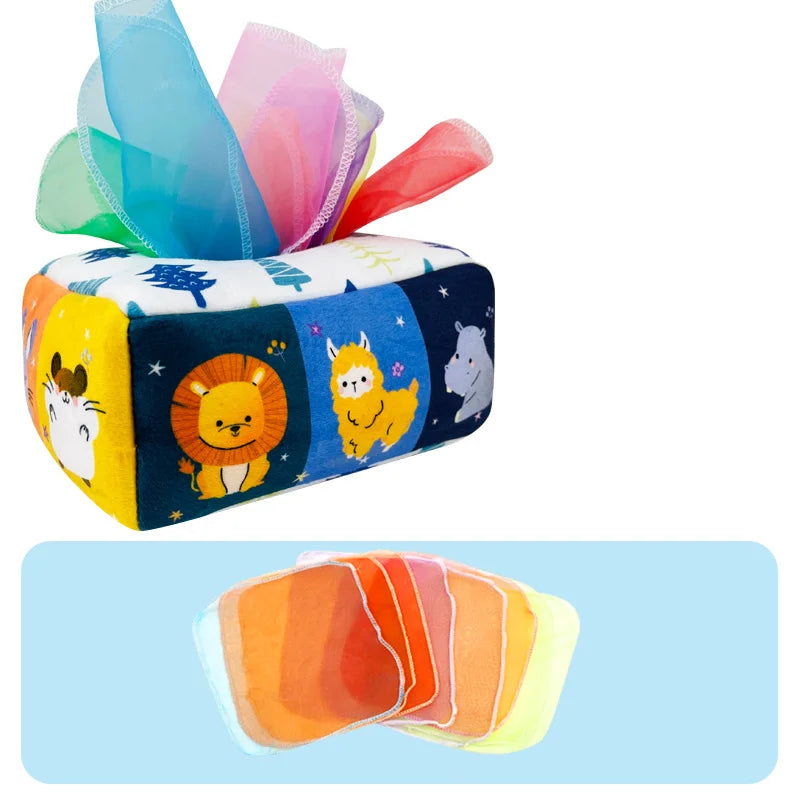 Baby Tissue Box Toy – Montessori Sensory Learning Toy for Infants
