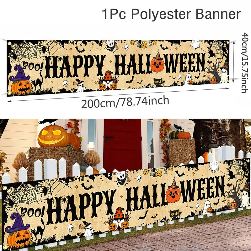 Halloween Pumpkin Banner – Ghost Party & Outdoor Decorations