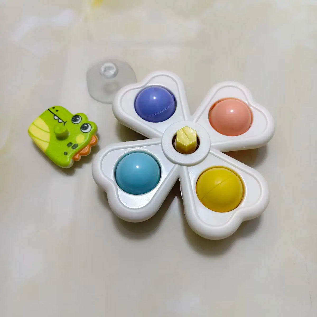 Baby Suction Spinner Toy – 3-in-1 Teething Sensory Toy