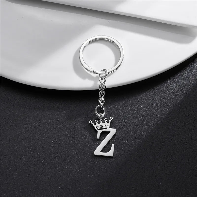 Initial Letter Keychain – Stainless Steel Alphabet Key Ring