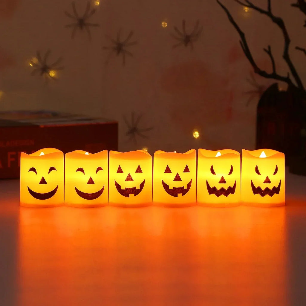 Halloween Flameless Candles – 6Pcs LED Pumpkin Skull Ghost Lights