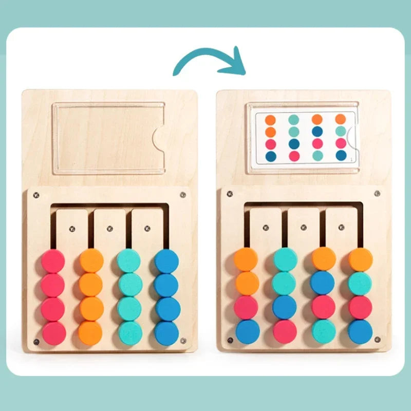Wooden Color Sorting Game Montessori Shape Matching Toy for Kids