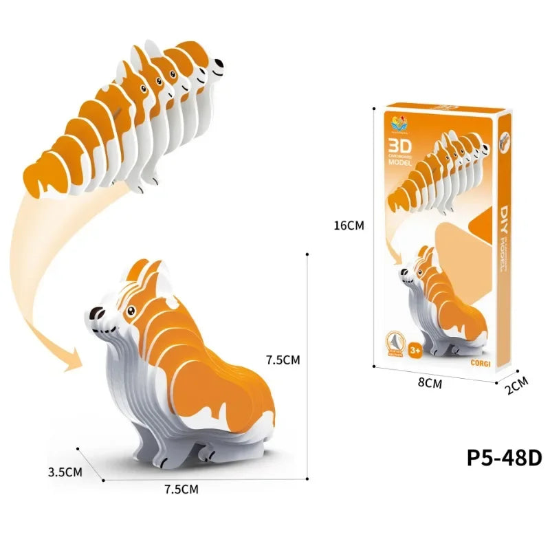 3D Dinosaur Puzzle DIY Paper Animal Model Assembly Toy