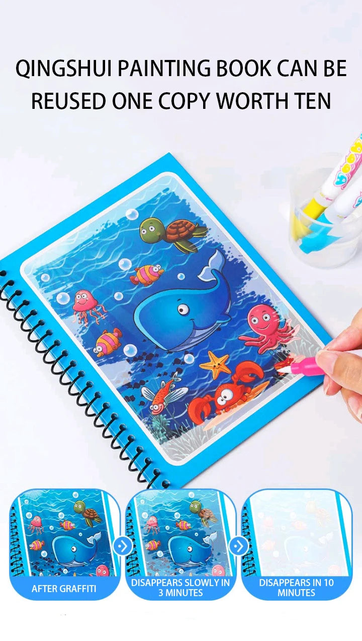 Reusable Water Coloring Book – Magic Drawing Book for Kids