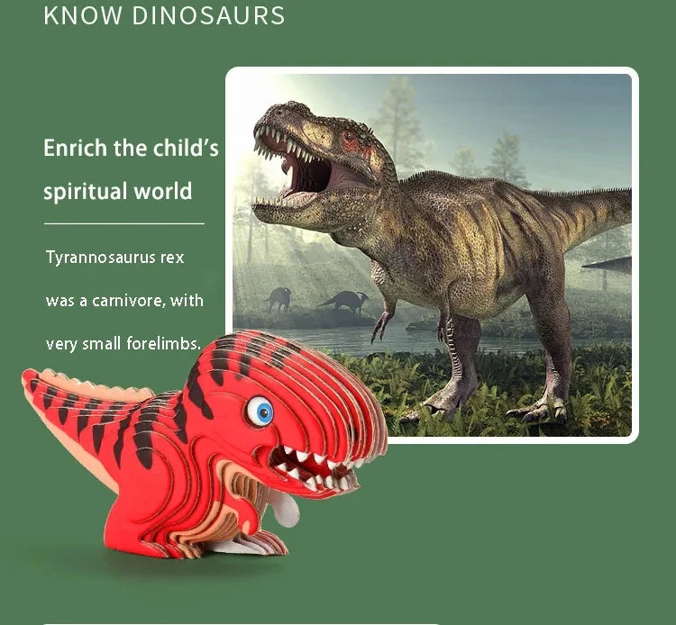 3D Dinosaur Puzzle Paper Animal Model Educational Toy