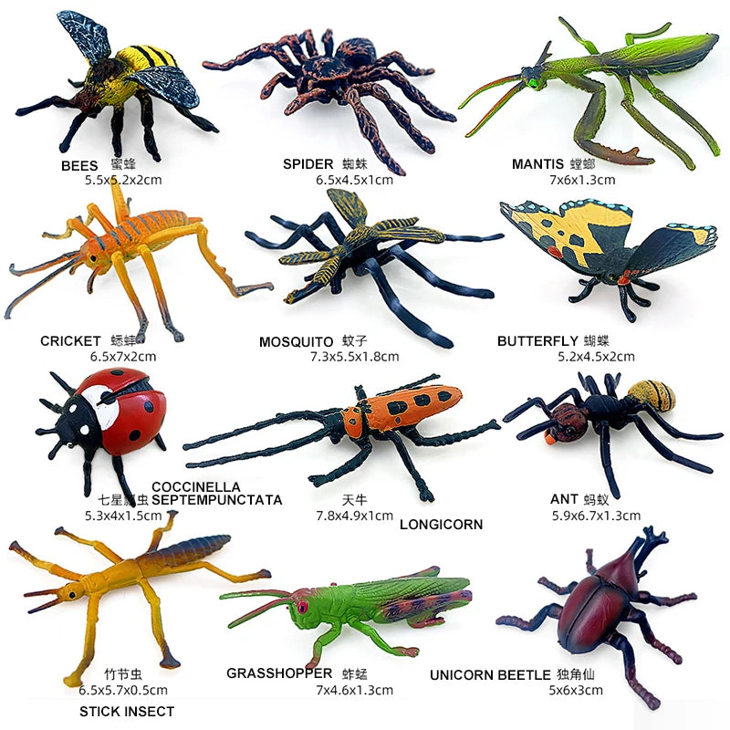 12-Piece Insect Animal Figures Set