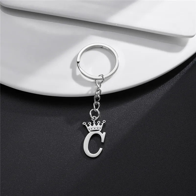 Initial Letter Keychain – Stainless Steel Alphabet Key Ring