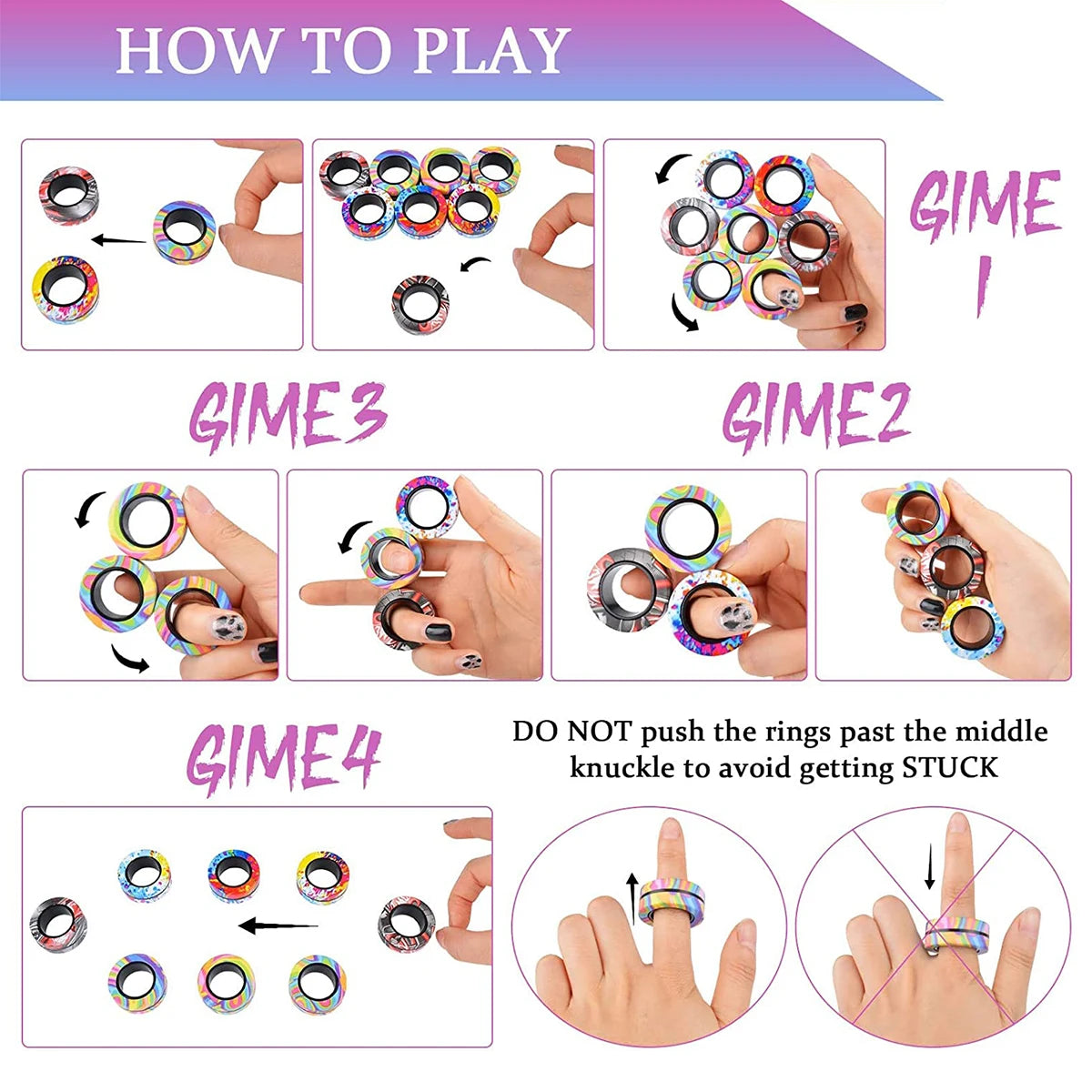 3PCS Magnetic Fidget Rings – Spinner Sensory Toy Set