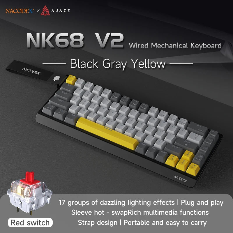 Portable Mechanical Gaming Keyboard – RGB Hot-Swappable USB