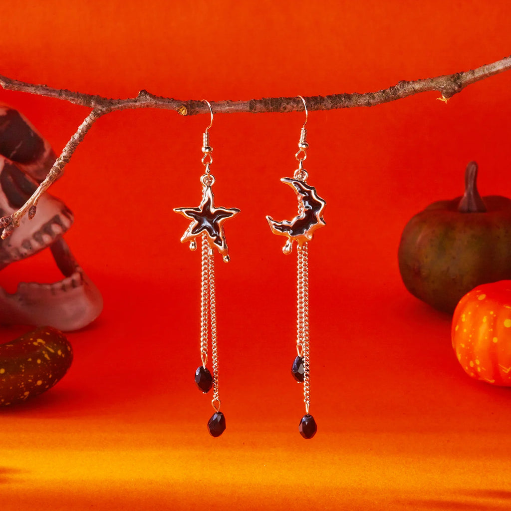 Vampire Bat Earrings Gothic Red Crystal Drop Halloween Jewelry
