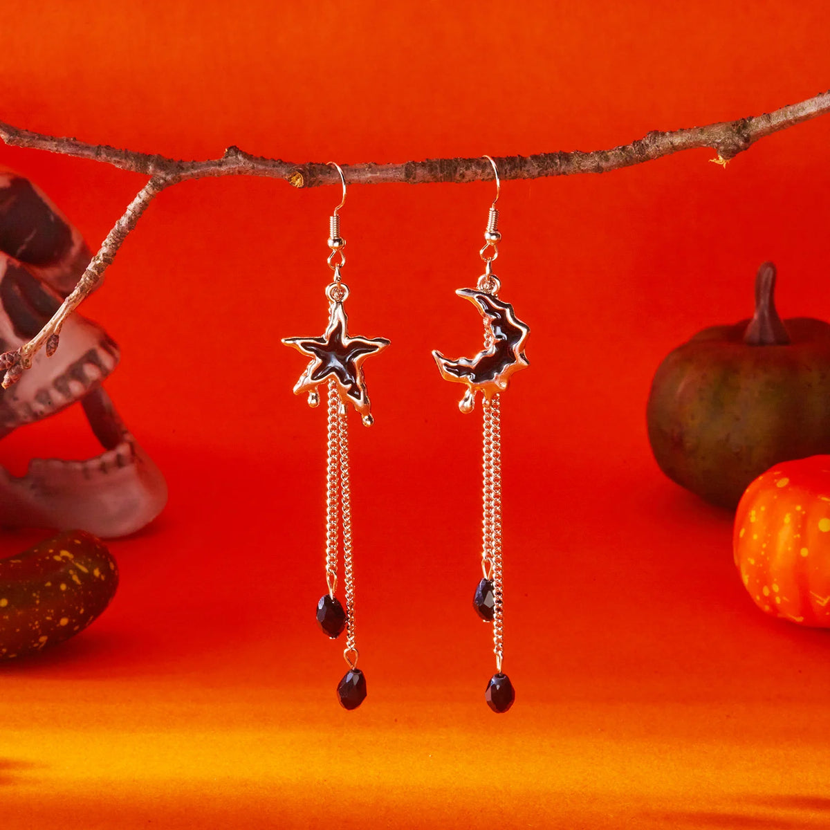 Vampire Bat Earrings Gothic Red Crystal Drop Halloween Jewelry