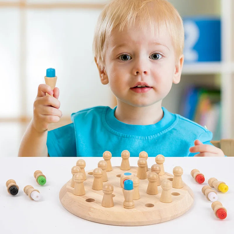 Wooden Memory Matching Game – Montessori Educational Board Puzzle