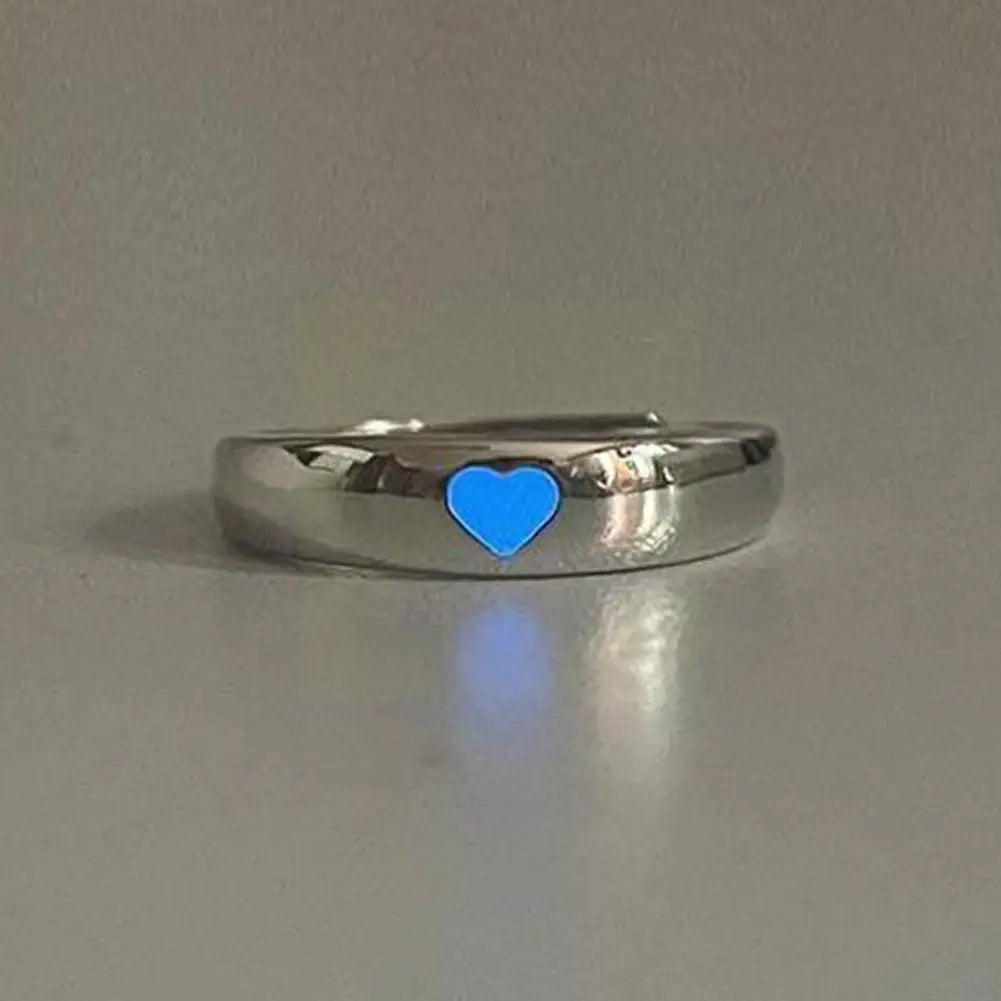Glow in the Dark Ring – Adjustable Luminous Heart Couple Ring