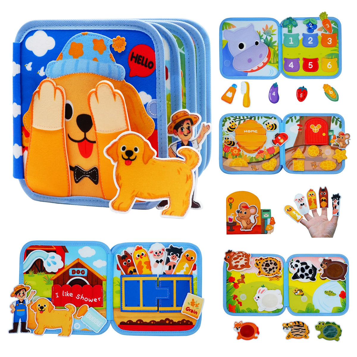 Farm Busy Book for Toddlers, Montessori Sensory & Fine Motor Toy