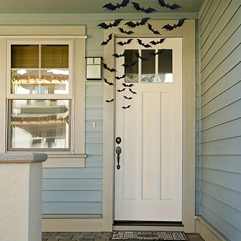Halloween Bat Decorations, 12PCS Hanging Plastic Bats for Outdoor Decor