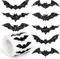 Halloween Bat Stickers – Black Waterproof Glitter Party Decor