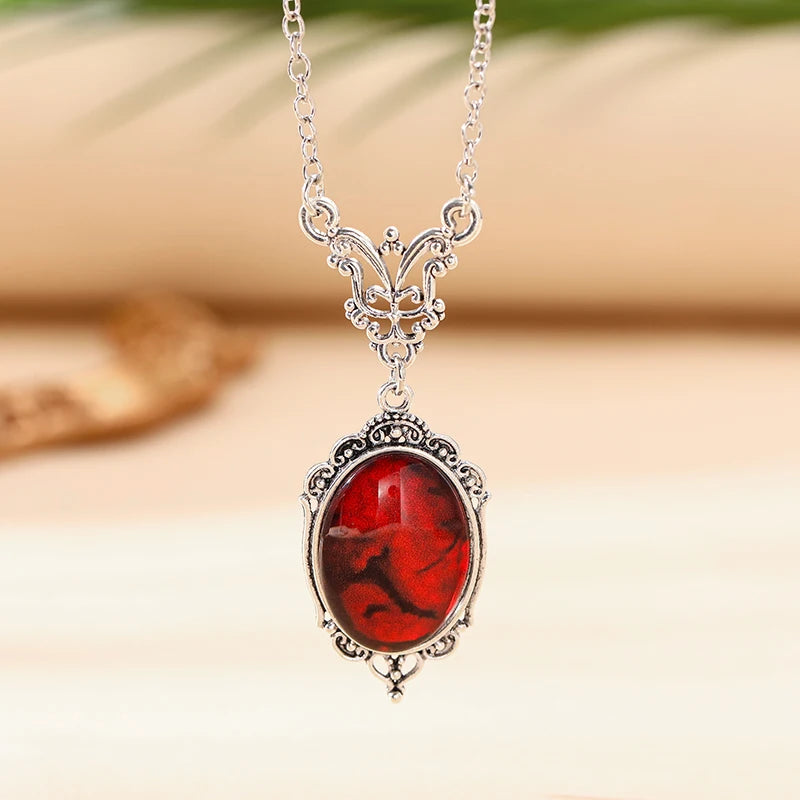 Gothic Choker Necklace Velvet Vampire Pendant