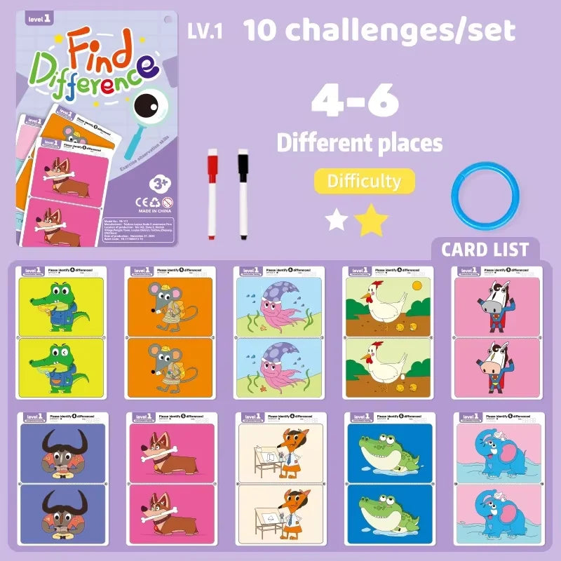 Find the Difference Cards – Reusable Observation & Focus Game