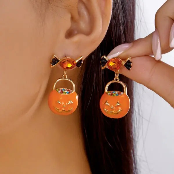 Vampire Bat Earrings Gothic Red Crystal Drop Halloween Jewelry