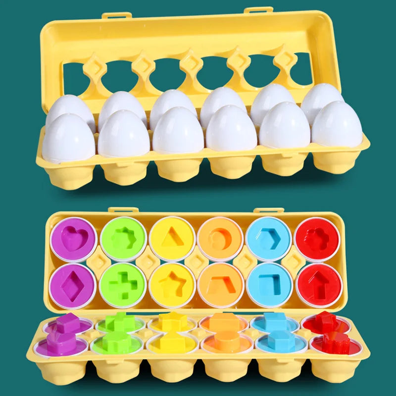 Montessori Matching Eggs 12-Piece Color & Shape Sorting Toy