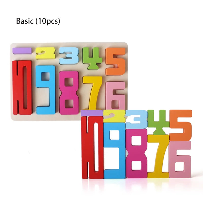 Wooden Number Blocks, Montessori Counting & Stacking Toy