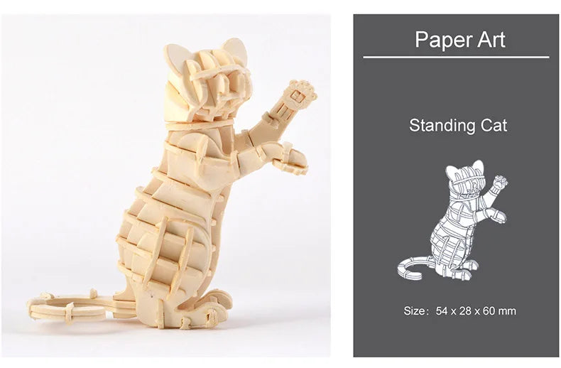 3D Wooden Animal Puzzle – DIY Assembly Model Kit