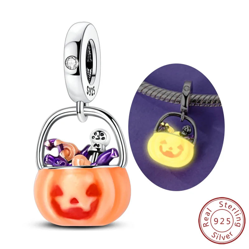 Halloween Charm Pendant Pumpkin Witch Bead Bracelet Jewelry