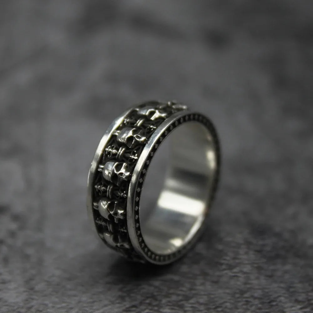 Gothic Skeleton Ring for Men Vintage Punk Halloween Jewelry