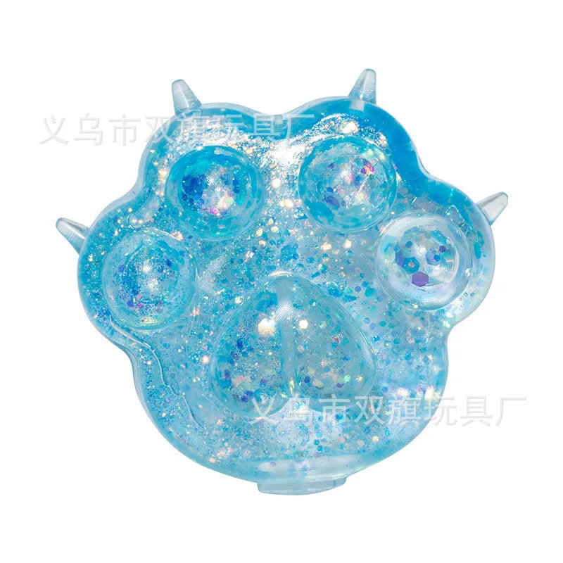 Cat Paw Squishy Toy – Glitter Transparent TPR Squeeze Fidget