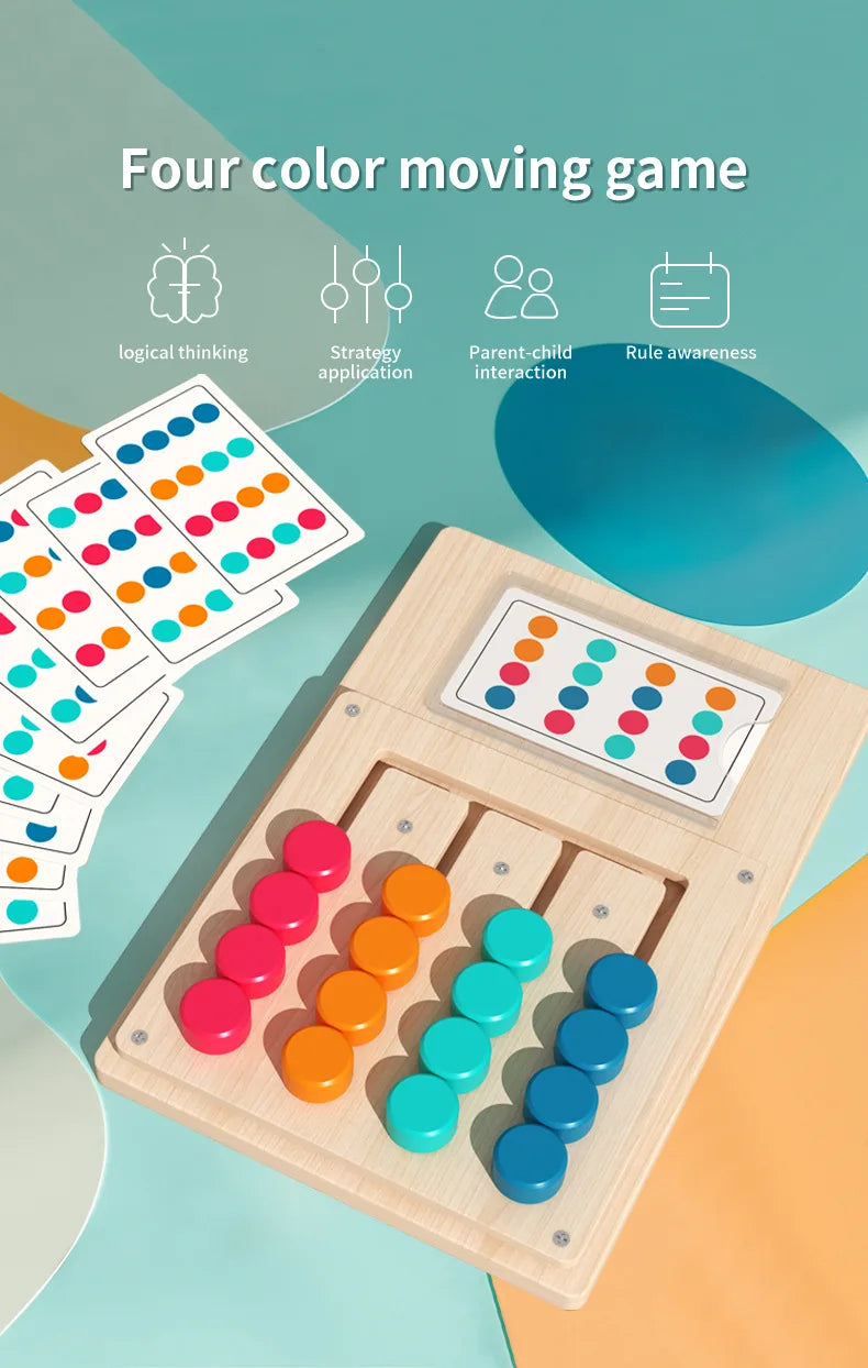 Wooden Color Sorting Game Montessori Shape Matching Toy for Kids