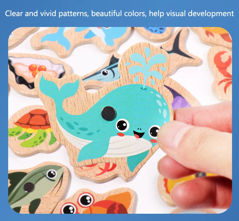 Wooden Magnetic Fishing Toy – Marine Life Learning Game