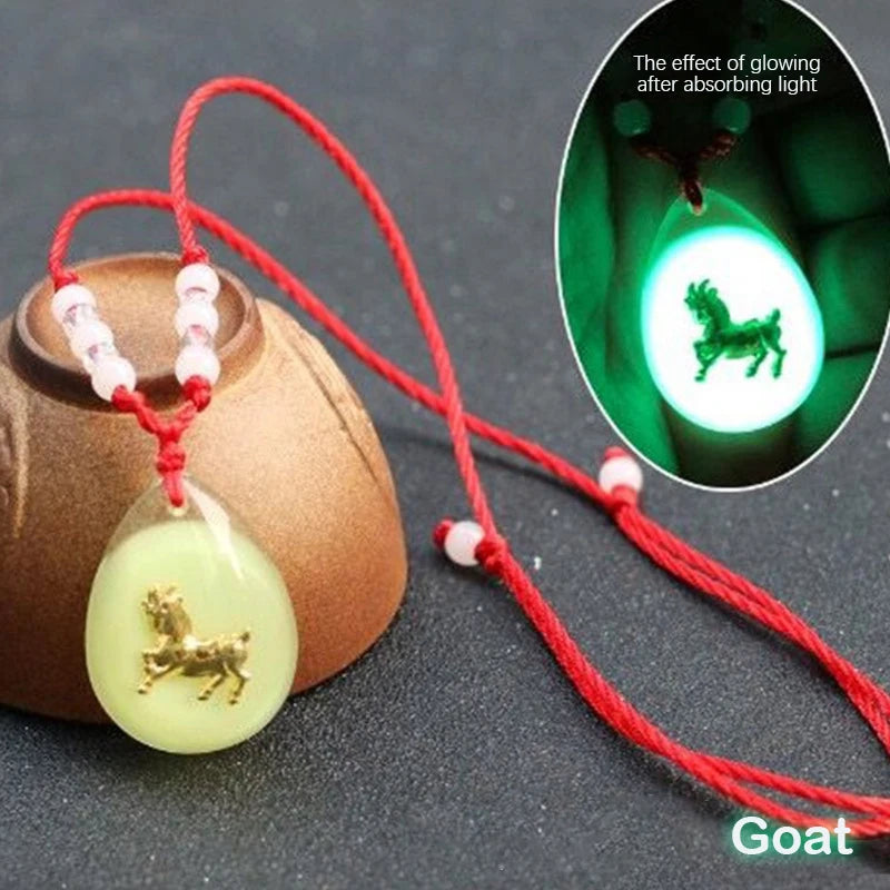 Glowing Gem Necklace Luminous Stone Halloween Pendant